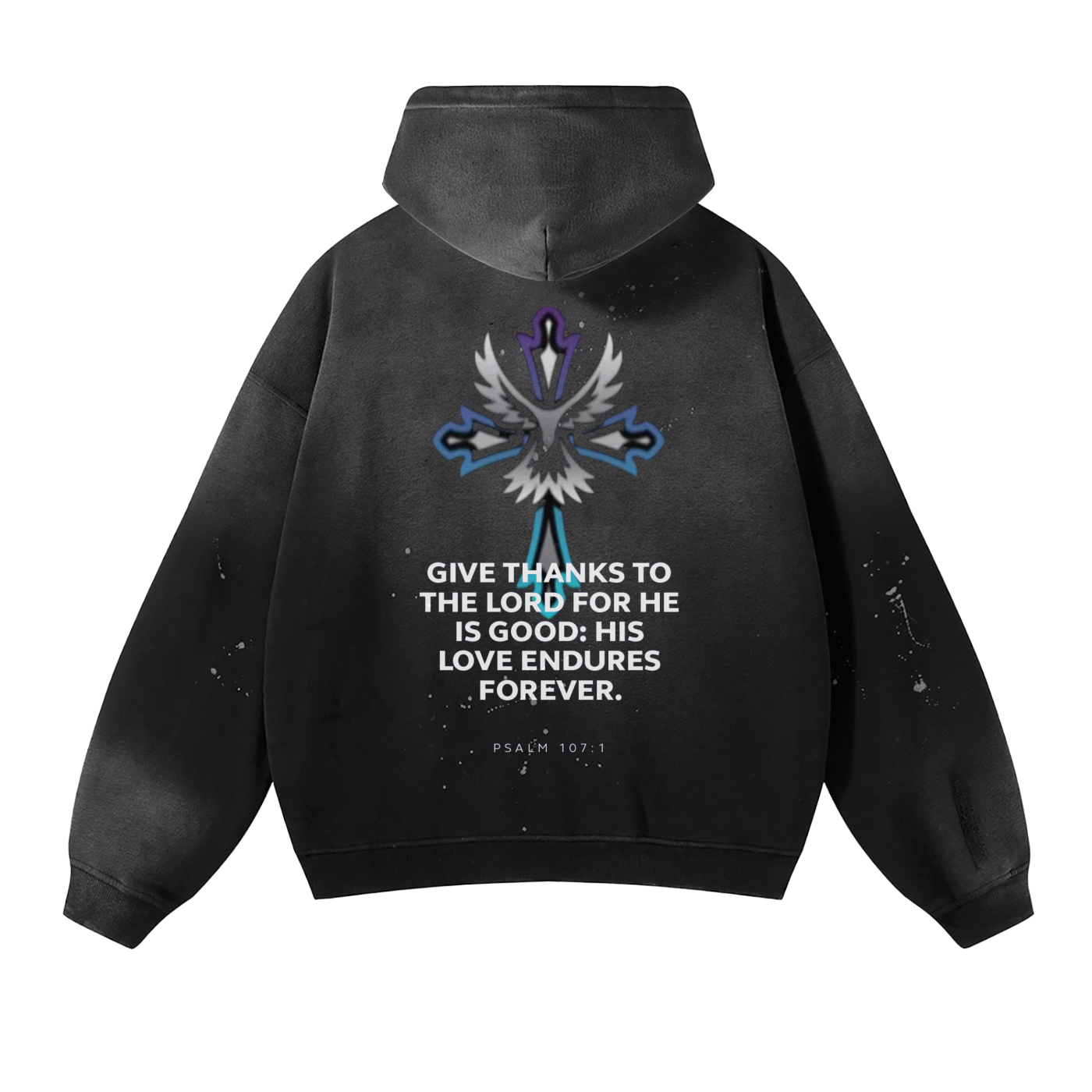 Vintage Wash Frayed Fleece Hoodie - 360 GSM